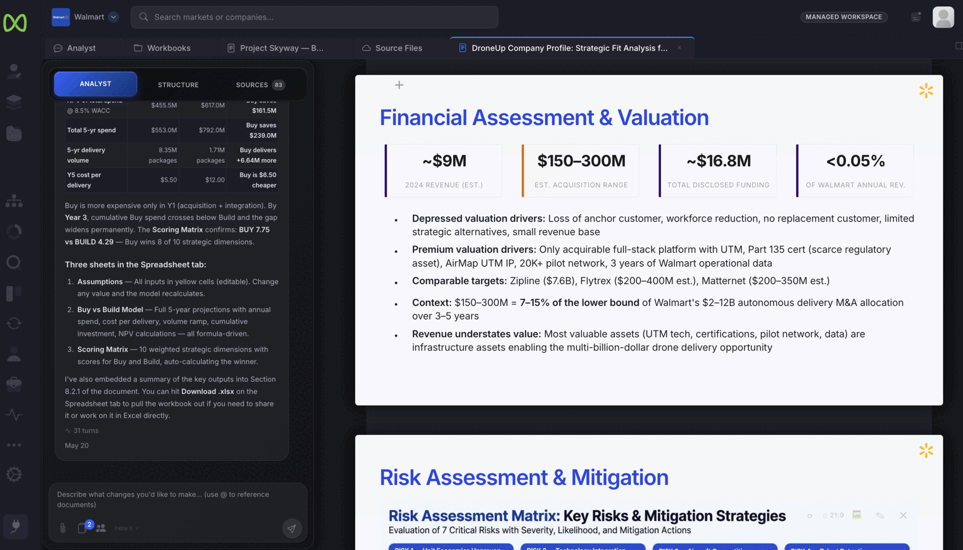 Board-ready valuation and risk slides generated from the underlying model
