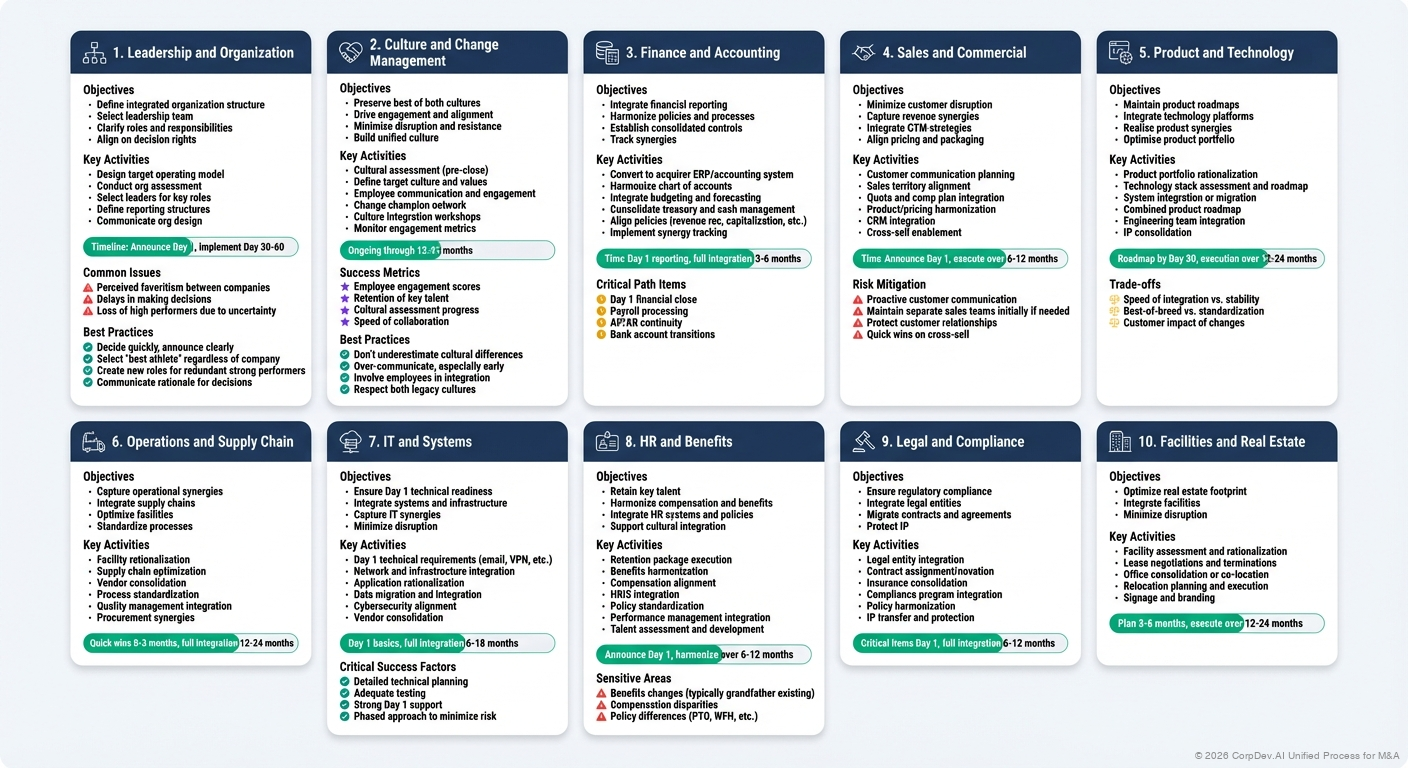 M&A Integration Workstreams - Visual Overview