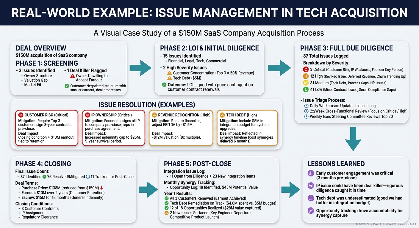 Real-World Example: Issue Management in Tech Acquisition - Visual Overview